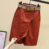 Skirt Pants for Women's Shorts Summer Wide Leg Blue  Waist Pockets Woman Short MartLion   