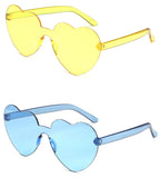 Women Colors Polycarbonate Heart Shape Tinted Party Sunglasses Girls Vintage Colors Rimless MartLion   