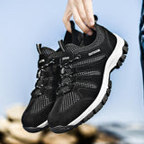 Men's Soft Casual Shoes Summer Breathable Outdoor Mesh Sneakers Light Black Footwear Flat Boys Travel Mart Lion Black 39 