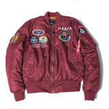 vintage pilot bomber flight jacket us air force top gun men's winter army USN MA1 USMC embroidery MartLion Red XXS 