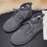 Off-Bound Winter Men's Boots Warm Fur Snow Waterproof Suede Leather Furry Ankle Fluff Plush Shoes Outdoor Mart Lion Gray 39 