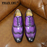 Handmade Men's Wingtip Oxford Shoes Genuine Calfskin Leather Brogue Dress Classic Formal Shoes MartLion   