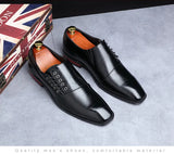 Men's Leather Shoes Style Formal Dress Wedding Red Wine British Style Office Lace-Up Leather Loafers MartLion   