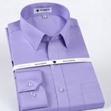 Men's Non Iron Standard-fit Solid Basic Dress Shirt Formal Premium 100% Cotton Long Sleeve Work Office Mart Lion Lavender 38 