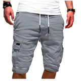 Men's Cargo Shorts Summer Bermuda Military Style Straight Work Pocket Lace Up Short Trousers Casual Mart Lion Grey M (50-55KG) China