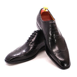 Handmade Men's Wingtip Oxford Shoes Genuine Calfskin Leather Brogue Dress Classic Formal Shoes MartLion   