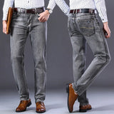 Men's Stretch Regular Fit Jeans  Casual Classic  Denim Trousers Male Black Blue Gray Pants MartLion   