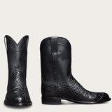 Design Cowboy Boots Black Brown Faux Leather Ankle Retro Men's Crocodile Pattern Western Footwear Mart Lion Black 5.5 