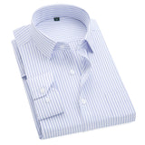 men's striped long sleeved non-iron slim fit dress shirts Solid Twill Social Clothing Mart Lion   