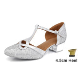 Modern Dance Shoes For Women Girls Ladies Ballroom Latin Tango Jazz High Heels Salsa Sandals MartLion Silver 4.5CM 43 CHINA