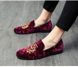 Wedding Dress Shoes Casual Men's Loafers Lazy Peas Embroidery Moccasins Suede Leather Zapatos Mart Lion   