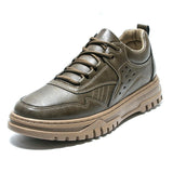Men's Tooling Shoes Casual Martin Leather Non-Slip Flat Bottomed Lightweight Four Seasons Mart Lion Dark Khaki 39 