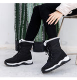 Winter Women Boots Platform Shoes Keep Warm Mid-Calf Snow Ladies Lace-up Waterproof Chaussures Femme Mart Lion   