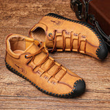 Men's Genuine Leather Handmade Shoes High-top Hiking High-top Ultra-light Ankle Boots Footwear Outdoor Sport Sneakers Mart Lion   