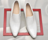 Men's High Heel Shoes Black White Genuine Leather Wedding Dress Pointed Toe Slip On Office Work Heighten Mart Lion White 3cm Heel 4.5 
