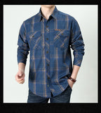 Men's Plaid Shirt Oversized Male England Pure Cotton Casual Shirts Men Clothing Leisure Shirt MartLion   