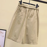 Skirt Pants for Women's Shorts Summer Wide Leg Blue  Waist Pockets Woman Short MartLion   