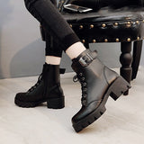 Women Boots Soft Leather Outdoor Shoes Motorcycle Street Outdoor Style Girls High Tube Mart Lion   