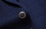 Shenrun Men's Jacket Navy Blue Worsted Bee Embroidery Wedding Groom Suit Jackets Casual Slim blazers MartLion   