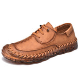spring and summer men's shoes lace-up outdoor casual cowhide leather soft-soled moccasin Mart Lion Brown 587 6.5 