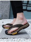 Summer Men's Flip-Flops Outdoor Genuine Leather Sandals Luxury Brand Designer Slipper Casual Beach Slipper Mart Lion   