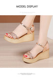 Rhinestone Platform Sandals Women Shoes Summer Elegant Office High Heels Wedges Gold MartLion   