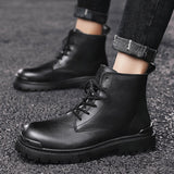 Off-Bound Autumn Men's Ankle Boots Tooling Desert British Punk Lace-up Casual Motorcycle High-cut Shoes Mart Lion   