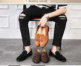 Spring Suede Casual Men's Shoes Tassel Slip on Loafers Leather Solid Flats Footwear MartLion   