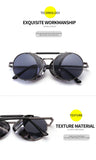 Retro Round Metal Frame Sunglasses Steampunk Men's Punk Women  Luxury Brand Designer Glasses Oculos De Sol Shades UV Protection Mart Lion   