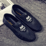 Men's Leather Casual Shoes Spring Summer Trend Lightweight Tiger Embroidery Cool Loafers Driving Mart Lion   