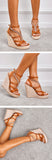 Summer Wedge Sandals Women Straw Rope Weave Thick Bottom Platform High Heels Open Toe Buckle Strap Rhinestone Shoes Mart Lion   