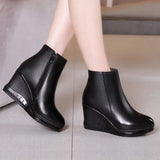 Platform Wedges Boots Women Shoes Fall Winter High Heels Plush Warm Office MartLion   