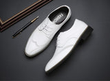 Men's Brogue Shoes Crocodile Pattern Leather Dress Lace-Up Wedding Party Office Oxfords Flats Mart Lion   