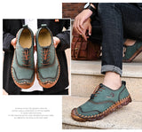 Summer Men's Casual Shoes Soft Leather Breathable Handmade Rome Flat Moccasins Sneakers MartLion   