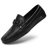 Men's genuine leather loafers luxury summer footwear hollow out breathable casual shoes real cow skin moccasin Mart Lion   