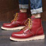 Red Retro Men's Boots Classic Platform Motorcycle Comfort Genuine Leather Winter hombre Mart Lion   