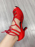 Latin Dance Shoes Woman Ballroom For Girls Jazz Waltz Ladies Shining Rhinestone MartLion   