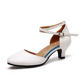 Girls Modern Latin Dance Shoes Women for Ladies Ballroom Tango Closed Toe Rubber sole 3.5/5.5CM Heels MartLion 3.5CM White 35 CHINA