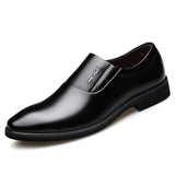  Casual British Spring  Black Leather Shoes Summer 6 Cm Heighten Shoes Men's Slip On MartLion - Mart Lion