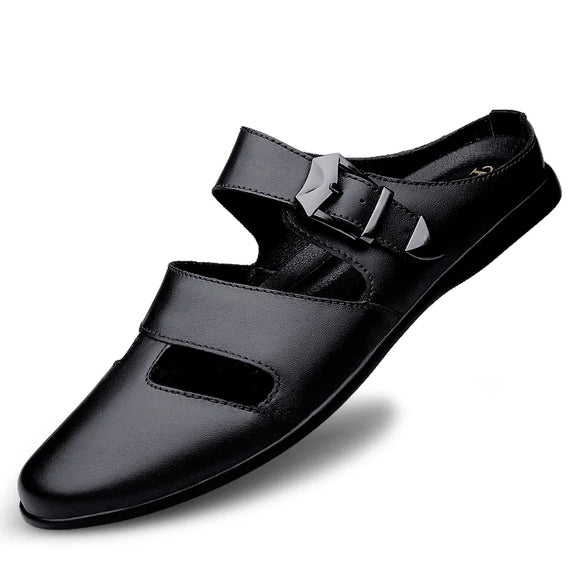  Casual Leather Slides Outdoor Men's Slippers Leisure Shoes Sandals MartLion - Mart Lion