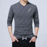 Men's Casual T-shirt Slim Long Sleeve V Neck Fitness Tops Homme Boyfriend Gift Harajuku Streetwear Mart Lion dark grey M 