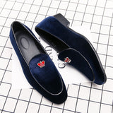 Luxury Design Men's Loafers Crown Decoration Velvet Moccasin Classic Black Blue Smoking Shoes Driving Mart Lion   