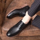 Men's Formal Dress Shoes Oxford PU Leather Lace-Up Pointed Toe British Style Brown Black MartLion black 6.5 