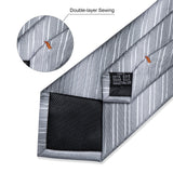 Gray Striped Paisley Silk Ties For Men's Wedding Accessories 8cm Neck Tie Pocket Square Cufflinks Gift MartLion   