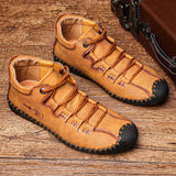 Men's Genuine Leather Handmade Shoes High-top Hiking High-top Ultra-light Ankle Boots Footwear Outdoor Sport Sneakers Mart Lion   