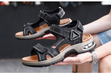 Summer Men's Sandals Genuine Leather Slippers Gladiator Beach Soft Outdoors Wading Shoes Mart Lion   