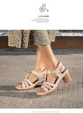 Women's Sandals Elegant Square Heel Summer Shoes Workout Breathable Pu Leather Female Footwear White Dress Mart Lion   