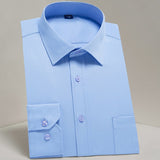 Men's Basic Standard-fit Long Sleeve Dress Shirt Solid/striped Formal White Work Office Classic Mart Lion AM006 43 