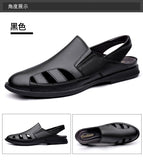 Men's Sandals Genuine Leather Shoes Casual Summer Footwear Breathable Slides Soft luxury Mart Lion   