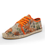 Men's Shoes Casual Lace Up Espadrilles Summer Canvas Hemp Rope Breathable Footwear Zapatos Hombre Unisex Mart Lion Orange 4 